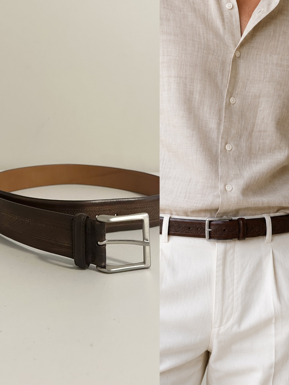 Magnanni Men’s Brown Leather Belt Size 36 Made in Spain Classic Luxe Minimalist